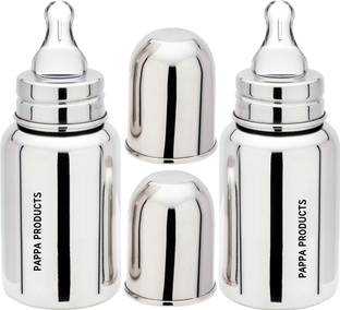 Pappa Regular Stainless Steel Feeding Bottle for New Born Babies Infant Toddler - 150 ml