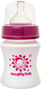 naughty kidz PREMIUM NATURAL Baby Feeding Bottle WITH PREMIUM NATURAL LSR NIPPLE-PINK-125ML - 125 ml