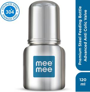 MeeMee Baby Premium Steel Feeding Bottle with Advanced Anti Colic Valve, for Babies - 120 ml