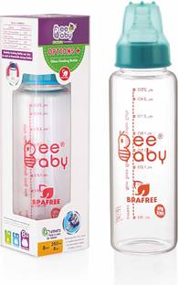 Beebaby Slim Neck�Options+ Anti Colic Glass Feeding Bottle. 100% BPA FREE 8M+ - 250 ml