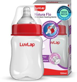 LuvLap Anti-Colic Wide Neck Natural Flow Baby Feeding Bottle, BPA Free Pack of 1 - 150 ml