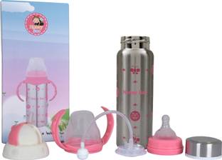 Honey Boo 3 in 1 Three Head Cartoon Printed Baby Steel Feeding Bottle - 240 ml - 240 ml