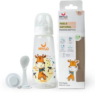 MYLO Baby 2 in 1 Feeding Bottle for New Borns with Spoon | Anti Colic | Easy Flow - 250 ml
