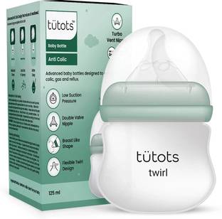 tütots Twirl Anti-Colic Wide Neck BPA Free Baby Feeding Bottle with Turbo Vent Nipple - 125 ml