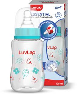 LuvLap Anti-Colic Slim Neck Essential Baby Feeding Bottle, Wild Flower Design, BPA Free - 125 ml