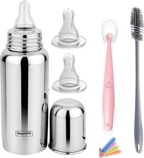 Wagwanfly Baby Milk Bottle And Baby Feeding Bottles with Cleaning Brush for New Born Baby - 240 ml