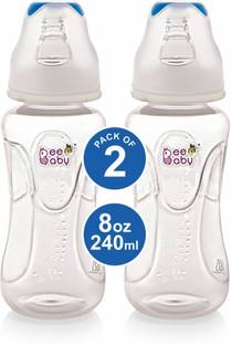 बीबेबी Comfort Slim Neck Baby Feeding Bottle. 100% BPA Free. Blue, 240 ML, Pack of 2 - 240 ml