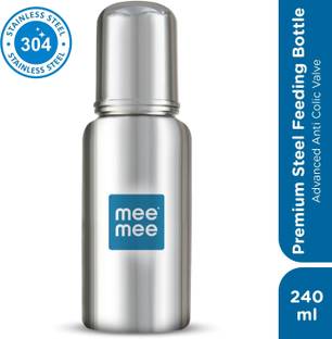 MeeMee Baby Premium Steel Feeding Bottle with Advanced Anti Colic Valve, for Babies - 240 ml