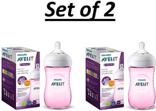 PHILIPS Avent Natural 2. 0 Pink Feeding Bottle 260ml SCF034/10 (Pack of 2) - 260 ml