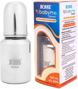Babyme Premium Stainless Steel Feeding Bottle for New Born Baby With Silicon Nipple - 150 ml