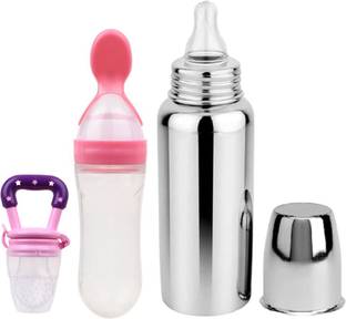 FASHION MINIS Baby feeding bottle with silicone spoon bottle & feeder 0 to 2 years BPA free - 250 ml