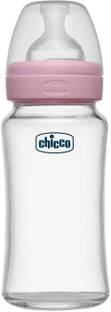 Chicco Well Being Glass Feeding Bottle Pink/240ml/Medium FlowML - 240 ml