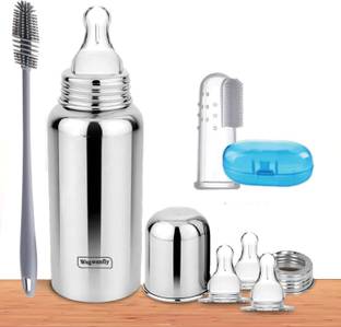 Wagwanfly Stainless Steel Infant Baby Feeding Bottle, Baby milk Bottle Cleaning Brush Mee