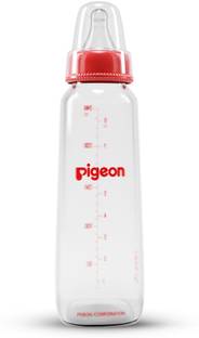 Pigeon GLASS FEEDING BOTTLE 240ML (RED) WITH ADD NIPPLE L - 240 ml