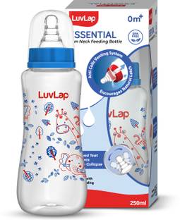 LuvLap Anti-Colic Slim Neck Essential Baby Feeding Bottle, Jungle Tales Design - 250 ml