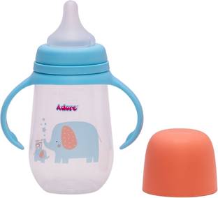 Adore Nok Nok Wide Neck Feeding Bottle w Handle -Ergonomic - Premium Matte Nipple - 250 ml