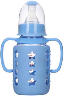 ebuy Glass Feeding Bottle With Handle. Baby Milk Feeding Bottle With Silicone Teat. - 150 ml
