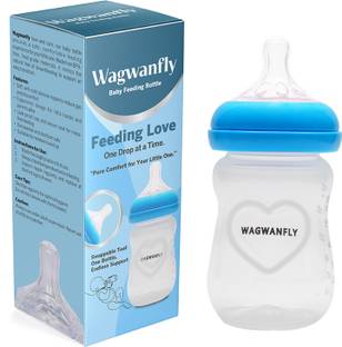 Wagwanfly Feeding Bottle AntiColic Wide Neck BPA Free Baby Milk Bottles with Spiral Nipple - 180 ml
