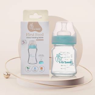 R for Rabbit Anti Colic Baby Feeding Glass Bottle Wide Neck Soft Silicone Nipple (0+ Months) - 120 ml