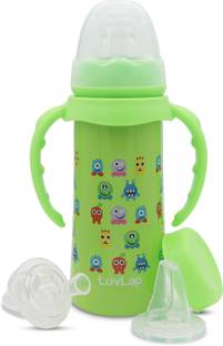 LuvLap 4 in 1 Slim Neck Steel Baby bottle cum Sipper with handle