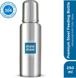 MeeMee Baby Premium Steel Feeding Bottle with Advanced Anti Colic Valve, for Babies - 250 ml