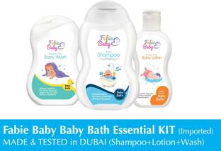 Fabie Baby Baby Bath Essential KIT (Imported) MADE & TESTED in DUBAI (Shampoo+Lotion+Wash)