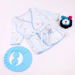 CHILD CHIC 1 Bath Gown Bathrobe,1 Shower Cap And 1 Bath Sponge For Babies
