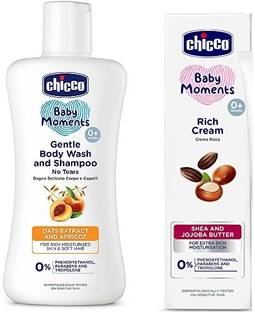 Chicco Baby Gentle Wash & Shampoo 200 ml & Rich cream 100 g (pack of 2)