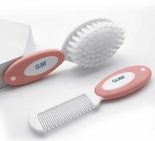 GUBB Baby Comb and Brush Set, Soft Nylon Bristles, Premium Grooming Kit, Pink, 0 + M