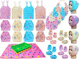 V.B.K Baby Gift Set Jabla,Nappy,Mitten Booties,Cap,Mattress and Bibs, 0-6 Months
