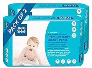 MeeMee Breathable Premium Small Baby Diaper Pants 64 Pieces, S Size(pack of 2)