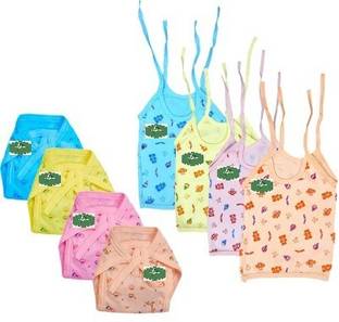 VINI VIDI New Born Baby Care Cloth Set Combo Of Jhabla 4 Pcs and Nappy/Langot 4 Pcs
