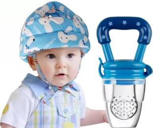 DECRONICS Combo of Baby Safety Helmet & Fruit Feeder/Nibbler For Kids, (Set of 2 Items)