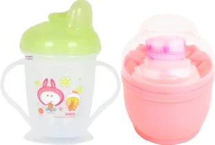 KRITIU combo of 1 baby sipper and 1 baby powder puff pack of 2