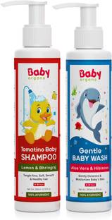 BabyOrgano Ayurvedic Bhringraj Shampoo& Aleovera Body Wash Head to Toe Combo for Kids 400ml