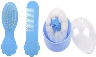 The Cheeky Kidzz Baby Skin Care Powder Puff with Protective Case Grooming Comb & Brush Set