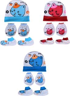 Honey Boo Supersoft cotton Booty, Mitten and Cap combo for new born baby boy and baby girl