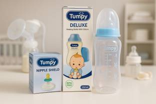 TUMPY Nipple Shield with BPA free Feeding bottle | Silicone Nipple shield