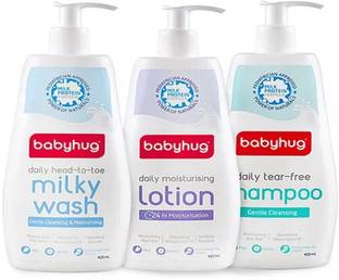 babyhug Combo of Daily Milky Wash, Shampoo & Lotion Complete Care - 400ml