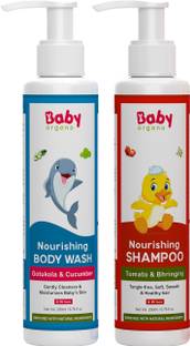 BabyOrgano Baby Ayurvedic Body Wash for Kids & Tear Free Baby Shampoo
