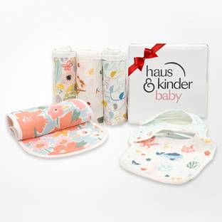 haus & kinder Baby Gift Set 100% Cotton, Pack of 6 (Cobalt collection)