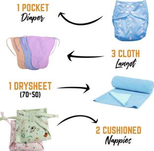 Mom's Home Baby Care Nappy Time Combo , 0-12 Months - 7 Items