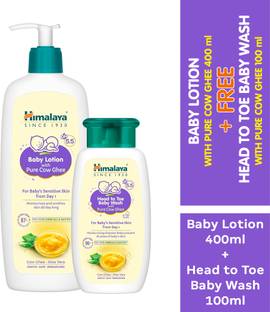 HIMALAYA Baby Lotion with Pure Cow Ghee 400ml & FREE Baby Wash with Pure Cow Ghee 100ml
