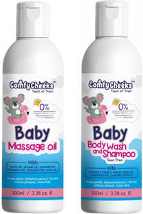 Comfy Cheeks Sesame Baby Massage Oil&Organic Tear Free Baby Wash Shampoo(2pcs)