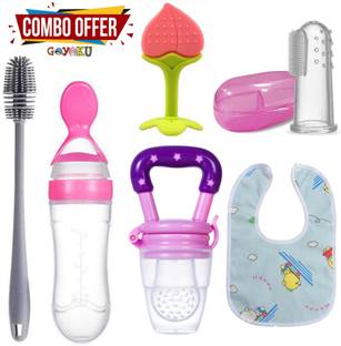 Goyoku baby Combo Nibbler,Spoon bottle,bib,teether, bottle brush