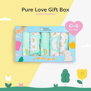 Superbottoms Pure Love Gift Set for Newborn (0-6m), 5 Pcs Clothing Set for Baby Boys & Girls