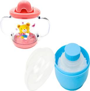 KRITIU combo of 1 baby sipper and 1 baby powder puff pack of 2
