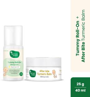 Mother Sparsh Tummy Roll On for Baby Colic Relief 40ml+After Bite Turmeric Balm for Rashes25gm