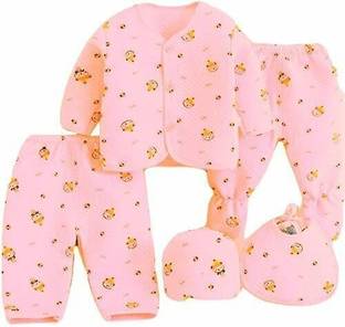Honey Boo Presents New Born Baby Winter Wear Keep warm Baby Clothes 5Pcs (Blue)