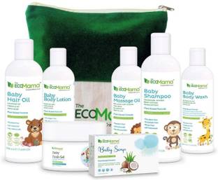The Eco Mama 7in1Baby Care Kit Medium(Shampoo,Massage&hair Oil,Lotion,BodyWash,RashCream,Soap